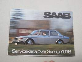 Saab Servicekarta över Sverige 1976 -huoltopistekartta, Ruotsi