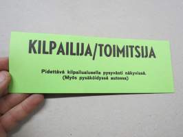 Kilpailija / Toimitsija -29 kappaletta, kartongille painettuja, kirjapainon arkistoa 1970-luvulta