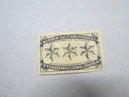 Wiipurin Tulitikkutehdas O.Y. - Paraffineerattuja tulitikkuja - Wiborgs Tändsticksfabriks A.B -etiketti