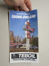 Teboil tiekartta - Maanteiden yleiskartta Suomi-Finland, asemaluettelo, myös automaatit -kartta