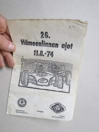 26. Hämeenlinnan ajot 11.8.1974 lähtöluettelo (käsiohjelma)