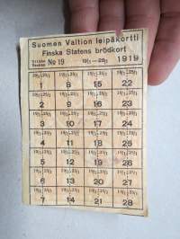 Suomen Valtion leipäkortti 1919 Finska statens brödkort viikko / vecka nr 19, leimattu 