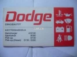 Dodge erikoisautot Ramcharger AW100, Sportsman B300, Pick-up D150, Pick-up Diesel D150 & D200 -käyttöohjekirja