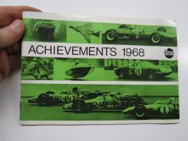 Castrol Achievements 1968 -saavutuksia, öljy-yhtiön vuosittainen mainosjulkaisu; mm. Escortin vuosi, Mike Hailwood, ym.