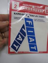 Fiat -kangasmerkki ja tarra