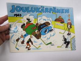 Joulukärpänen 1963 -huumoria ja pilakuvia vuoden tapahtumista, tunnettuja kuvittajia mm. Kari Suomalainen