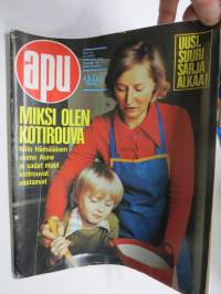 Apu 1973 nr 14, 6.4.1973, Kansikuva Aune Hämäläinen, Konstaapeli Jaakko Hiltunen kuristi Veikko Ilmari Rautio kuoli painiotteessa, Boston & bussikuskin päivä mainos
