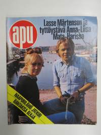 Apu 1973 nr 22, 1.6.1973, Keskiaukeama Jarno Saarinen, Kansikuva Lasse Mårtenson & Anna-Liisa, Holiday Magic - Vapaa-ajan Taikayhtiö verkostomarkkinointi / huijausta