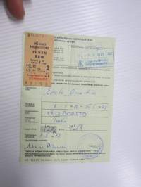 Helsinki (Kätilöopisto) - Turku - VR-opiskelijalippu 1973 2 lk + opikelijalipun ostotodistus