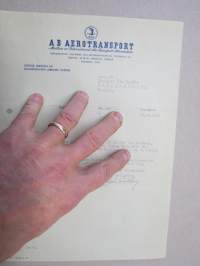 AB Aerotransport ABA - Aero Oy, 25.10.1949 -asiakirja