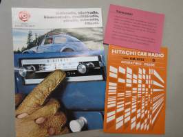 Hitachi Car Radio Model KM-1022 -myyntiesite & englanninkielinen käyttöohjekirja