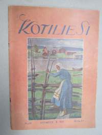 Kotiliesi 1929 nr 18, Kansikuva Vilho Sjöström - Aidalla, Pikkulapsi ja pahat voimat, Anna Sahlstén 70 v., Berliinin Kaasu- ja vesinäyttely, Vauvanvaatteet, Kaali ym