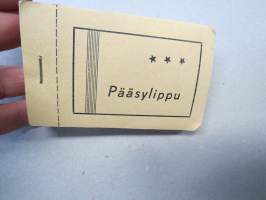Pääsylippuvihko - käyttämätön nippu pääsylippuja, arviolta 1950-luvulta