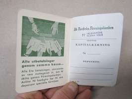 Ab Nordiska Föreningsbanken - 77 - Helsingfors norra Tölö -pankkikirja, käyttämätön 1960-luvulta