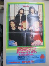 Helsinki Rock Festivals 1973 Keimola / Family - Linda Lewis - Bees Make Honey - Backdoor - Warren Schatz - Karma - Pepe & Paradise - Remu & Hurricanes! -juliste