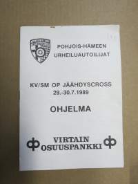 KV/SM OP Jäähdytyscross 29-30.7.1989 -rallikisa / moottoriurheilukilpailu, käsiohjelma / lähtöluettelo
