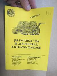 JM-SM-Liiga 1990 III alkukilpailu Kotka 9.9.1990 Jokamiesluokka  -rallikisa / moottoriurheilukilpailu, käsiohjelma / lähtöluettelo