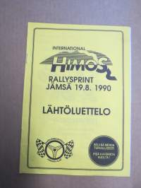 Himos Rallisprint Jämsä 19.8.1990 -rallikisa / moottoriurheilukilpailu, käsiohjelma / lähtöluettelo