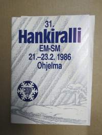 31. Hankiralli 1986 -rallikisa / moottoriurheilukilpailu, käsiohjelma / lähtöluettelo