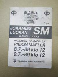 Jokamiesluokan SM Yleinen sarja, Paltasen RC-rata, Pieksämäki 8-9.7.1989 -rallikisa / moottoriurheilukilpailu, käsiohjelma / lähtöluettelo