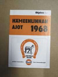 Hämeenlinnan Ajot 26.5.1968 Hämeenlinnan Moottorirata -rallikisa / moottoriurheilukilpailu, käsiohjelma / lähtöluettelo