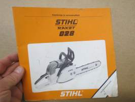 Stihl Raket 028 moottorisaha -käyttöohjekirja & varaosaluettelo