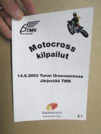 TMK - Turku Urusvuori Motocross 14.6.2003 -käsiohjelma / program