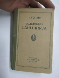 Valistuksen laulukirja, nuottipainos, sisältää nuottioppi-osuuden alussa, kaikki laulujen nimet näkyvät kuvissa