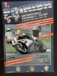 1. Finnish TT -MM - Esikilpailu Kouvolassa 1987 - käsiohjelma