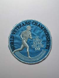 World veterans champioshirs -kangasmerkki / matkailumerkki / hihamerkki / badge -pohjaväri sininen