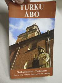 Turku - Åbo matkailukartta 1976, mukana monikielinen selostusosa sekä erillinen kaksipuolinen kartta taskukokoisessa kansiossa