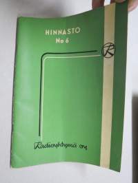 Radioyhtymä Oy HInnasto nr 6 - Radio- ja sähkötarvike sekä valmistehinnasto
