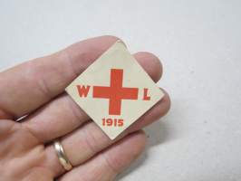W+L 1915 -paperimerkki - osallistujamerkki, varainkeruumerkki / punainen risti? - tunnistamaton