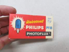 Philips Universal PF1B Photoflux photoflash bulbs -salamavalolamppu 5 kpl käyttämättömiä  tuotepakkaus  / flash bulb package