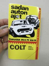 Sadan Auton ajot, Turku 29.4.1973 - Colt iskee miehen makuun -tarra, käyttämätön