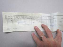 Palkkapussi / palkkalaskelma 30.10.1970 -perinteinen palkkapussi, jossa laskelma kannessa ja rahat olivat mukana (malli Wullf nr A 10)