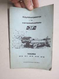 JF levitysvaunu AV 3 - AV 25 - AV 35 - AV 40 - AV 50 -käyttöohjekirja ja varaosaluettelo