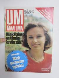 Uusi Maailma 1975 nr 13, 25.6.1975, Maitotyttö Tiina Sania, Marita Smeds Cinema Finlandia, Auvo & Kerttu Nuotio, Häpeä insinööri!, Bermudan kolmio, Tuula Saarto...