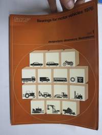 SKF Bearings for motor vehicles 1976 part 1 designations, dimensions, illustrations -laakerien luettelo