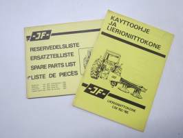 JF Lieriöniittokone CM 152 / 165 -käyttöohjekirja varaosaluettelo (165 mallille)
