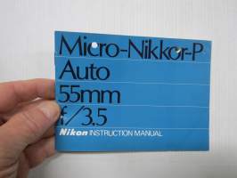 Nikon Micro-Nikkor-P Auto 55 mm instruction manual -objektiivi käyttöohjekirja