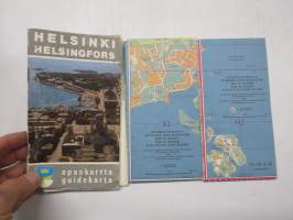 Helsinki opaskartta 1968, erilliset kartat 2 kpl, katu- ja paikannimistö (osoiteluettelo) kansiossa