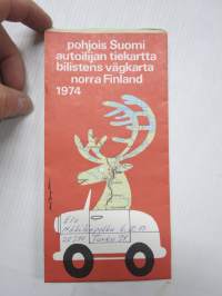 Autoilijan tiekartta - Bilistens vägkarta - Pohjois-Suomi - Norra Finland 1974