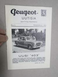 Peugeot-uutisia 1955 nr 2 näyttelynumero -asiakaslehti