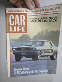 Car Life 1965 March, Quarter Horse - A 427 Mustang for Dragstrip, Rambler Marlin Faxstback, Chevrolet´s New 396 Big Engine -amerikkalainen autolehti