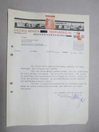 Georg Benda, Bronzefabrikwerke, Nürnberg-N., 3.10.1940 -asiakirja, lähetetty Frenckellska Tryckeri Ab:lle