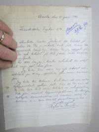 Rafael von Frenckell, Anola (gård) den 21. juni 1940 -kirje / asiakirja, lähetetty Frenckellska Tryckeri Ab:lle, omakätinen allekirjoitus