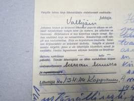Vanki A. Koppanen, kirje 11.1.1944 johonkin sotilasyksikköön, jossa pyytää hoitamaan armonanomusta, jotta pääsisi takaisin rintamalle sotimaan