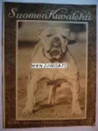 Suomen Kuvalehti 1922 nr 42 . Kannessa bulldog. Koko aukeaman verran koirien kuvia. Nimilehdellä kuva kirjailija Carl G. Laurin. Kuvasarja : harjoitusammuntaa