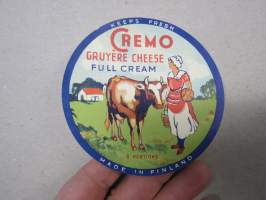 Cremo -Valio juustoetiketti / vientietiketti